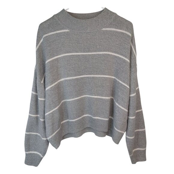 H&M Divided XXL Gray & White Striped Knit Sweater - Picture 1 of 8